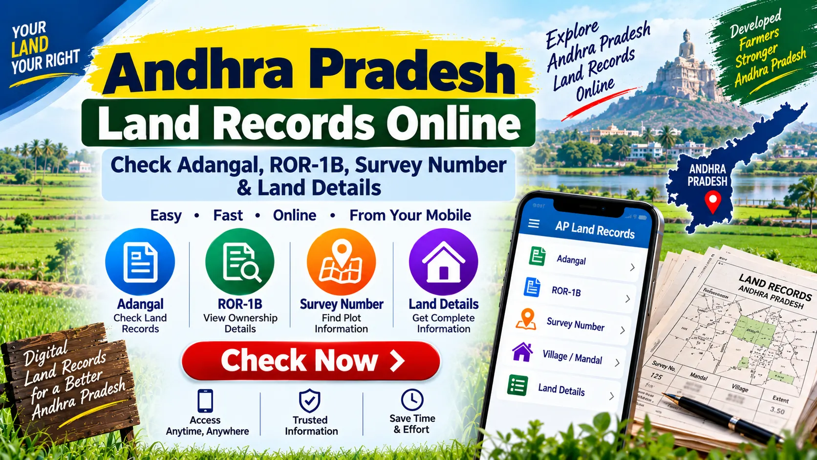 Andhra Pradesh Land Records Adangal ROR-1B Survey Number MeeBhoomi