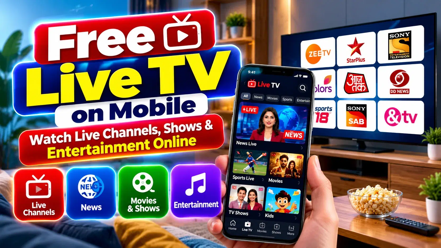 Free Live TV on Mobile Watch Live Channels Shows and Entertainment Online