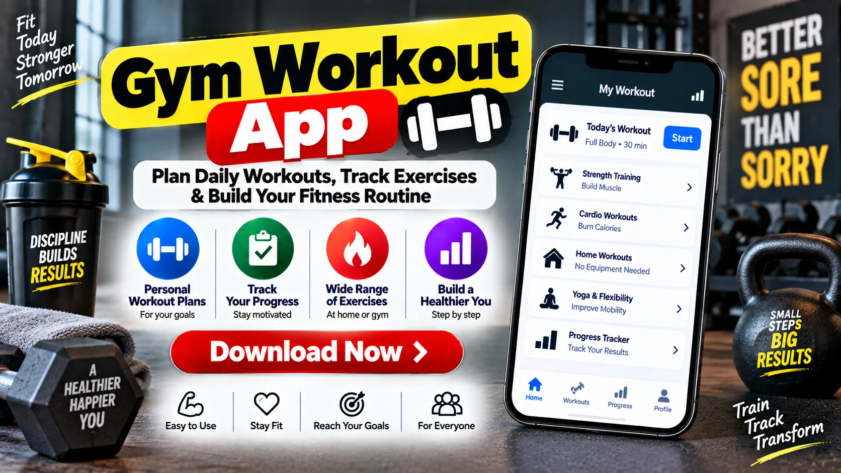 Gym Workout App Download Now Plan Daily Workouts Track Exercises