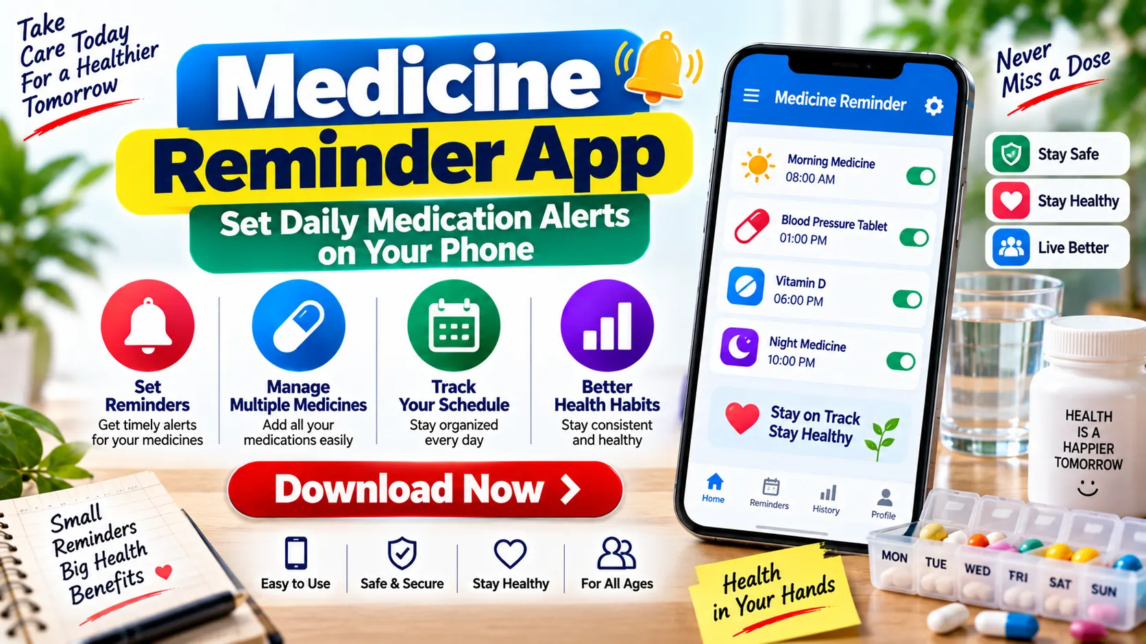 Medicine Reminder App Set Daily Medication Alerts on Your Phone