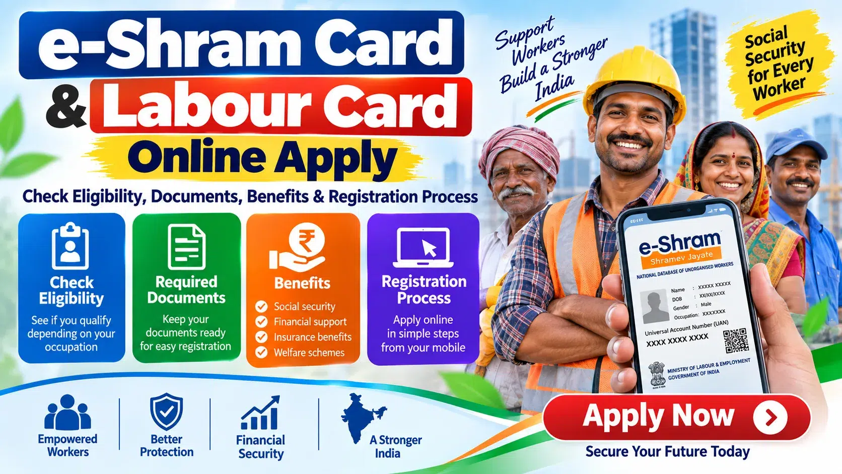e-Shram Card and Labour Card Online Apply Eligibility Documents Benefits Registration Process